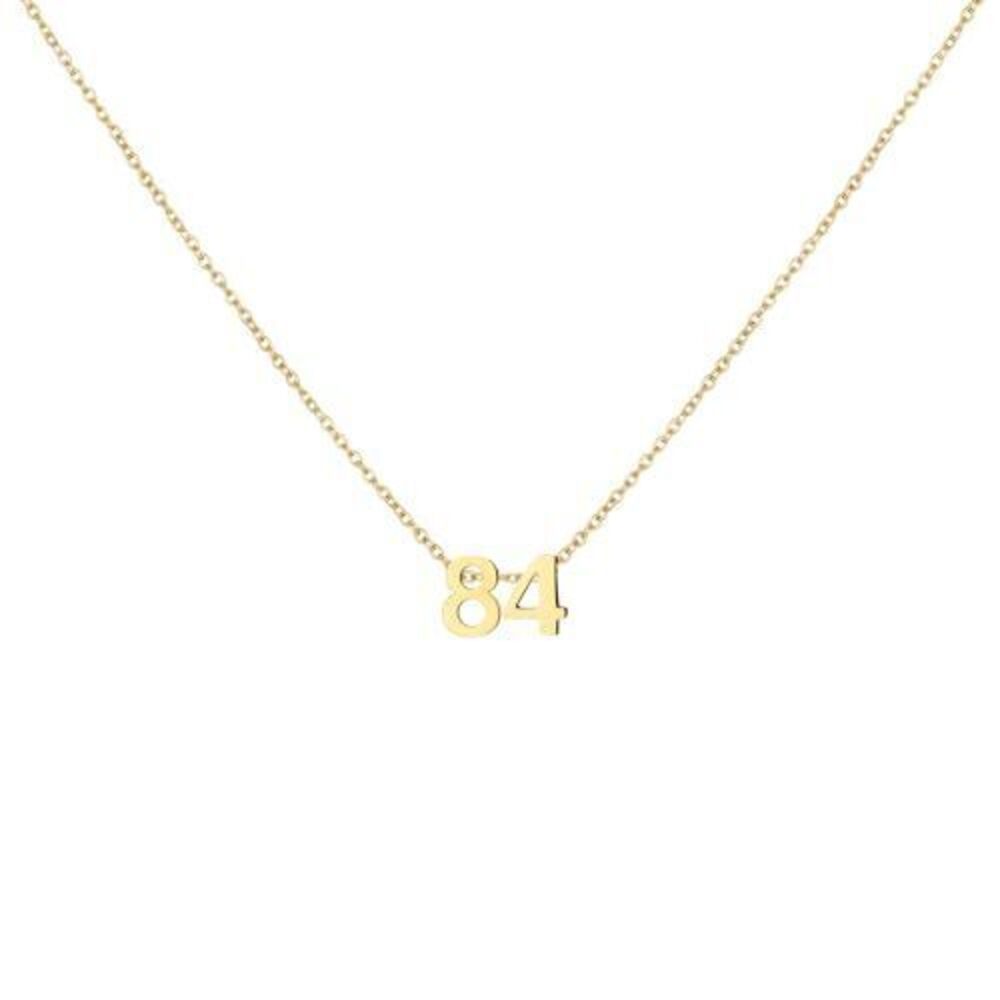 6302 18K Gold Plated Number 84 Necklace Dainty Pendant Chain Necklace